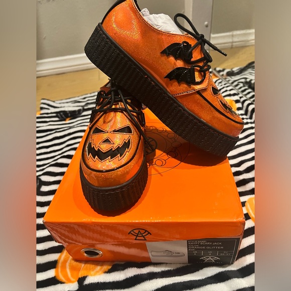 Strangecvlt Krypt Scary Jack Orange Glitter SIZE 6 - Picture 1 of 10